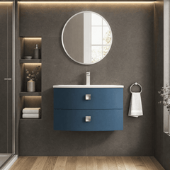 [BFAR301] Gentleshaw Contemporary 2 Drawer Wall Hung Vanity Unit with Curved Basin, 700mm - Choice of Colour