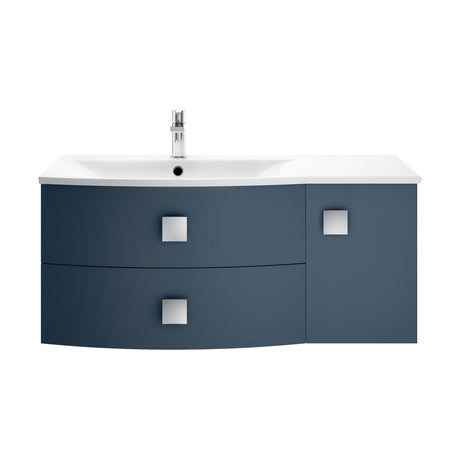 [BFAR302L] Gentleshaw Contemporary 1 Door 2 Drawer Left-Hand Wall Hung Vanity Unit with Curved Basin, Mineral Blue, 1000mm - Cutout