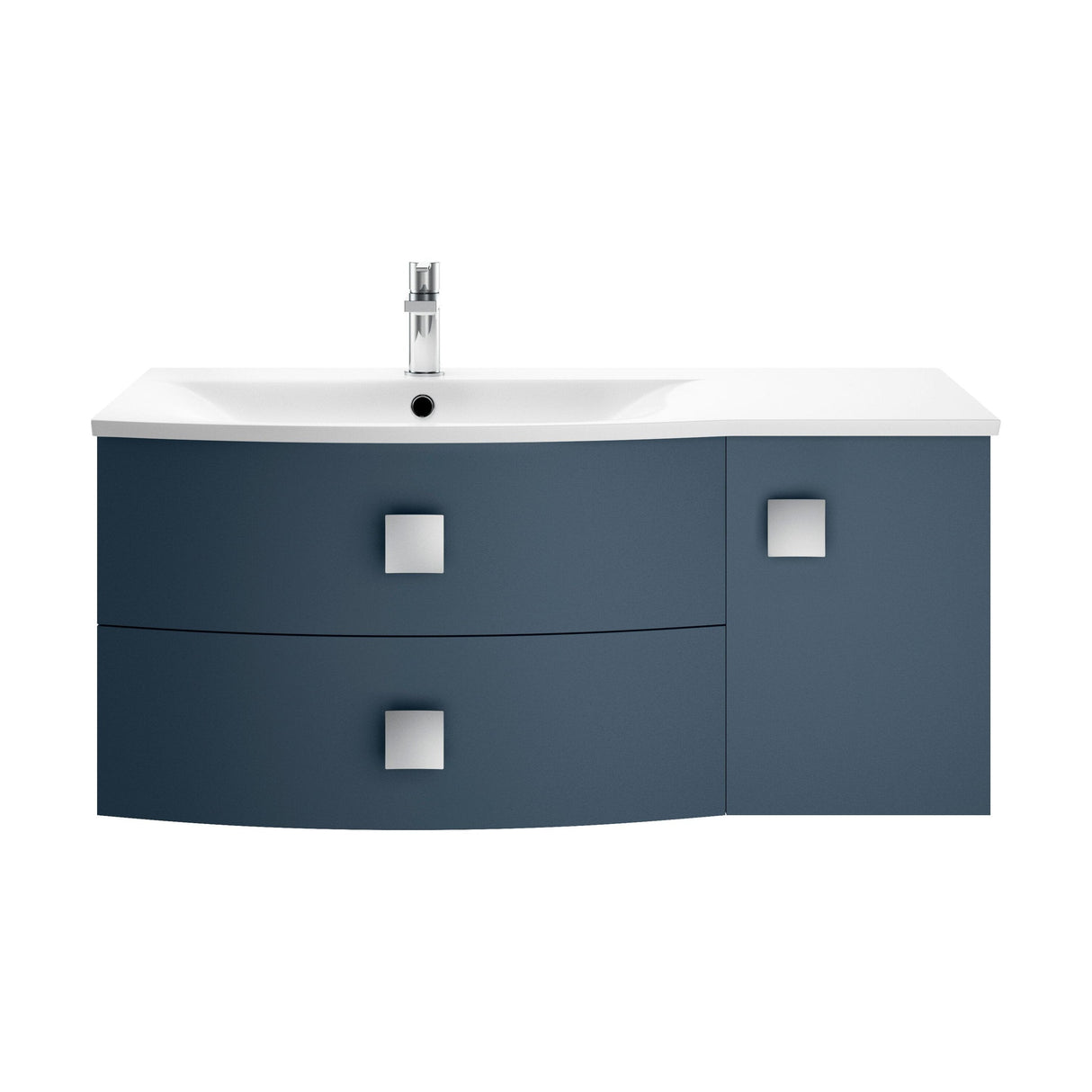 [BFAR302L] Gentleshaw Contemporary 1 Door 2 Drawer Wall Hung Vanity Unit with Curved Basin, 1000mm - Choice of Orientation and Colour - Cutout