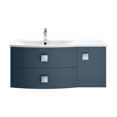 [BFAR302L] Gentleshaw Contemporary 1 Door 2 Drawer Wall Hung Vanity Unit with Curved Basin, 1000mm - Choice of Orientation and Colour - Cutout