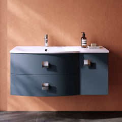[BFAR302L] Gentleshaw Contemporary 1 Door 2 Drawer Wall Hung Vanity Unit with Curved Basin, 1000mm - Choice of Orientation and Colour - Silo