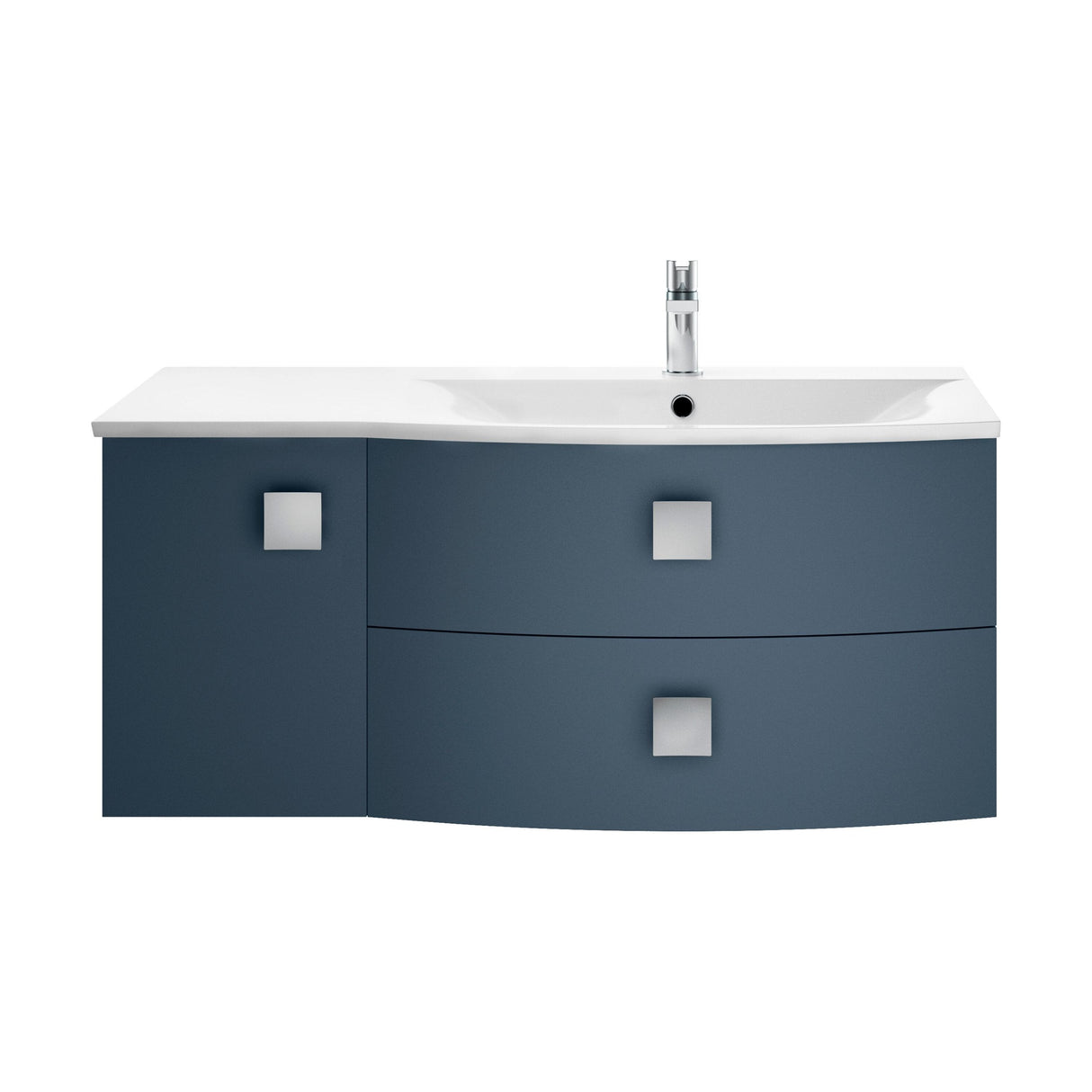 [BFAR302R] Gentleshaw Contemporary 1 Door 2 Drawer Wall Hung Vanity Unit with Curved Basin, 1000mm - Choice of Orientation and Colour - Cutout
