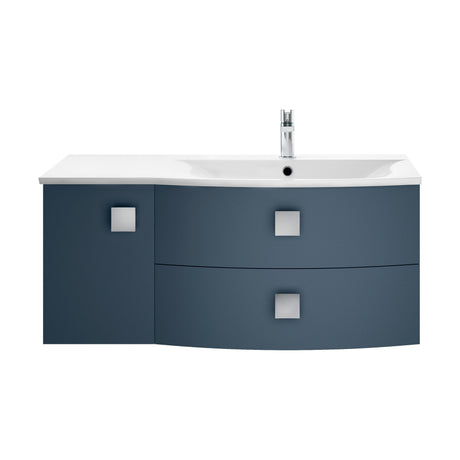 [BFAR302R] Gentleshaw Contemporary 1 Door 2 Drawer Wall Hung Vanity Unit with Curved Basin, 1000mm - Choice of Orientation and Colour - Cutout