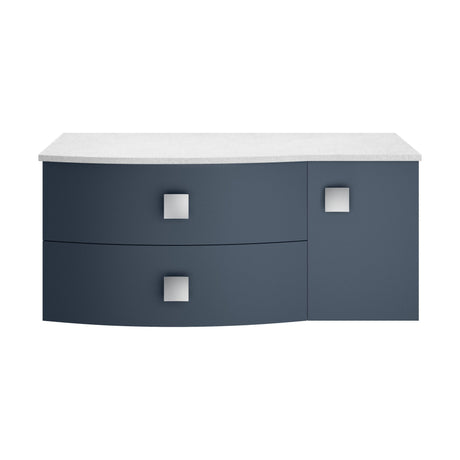 [BFAR303L] Gentleshaw Contemporary Wall Hung Vanity Unit with White Marble Worktop, 1000mm - Choice of Orientation and Colour - Cutout