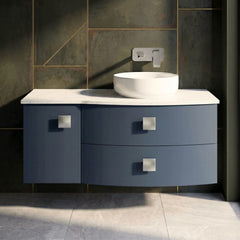 [BFAR303R] Gentleshaw Contemporary Wall Hung Vanity Unit with White Marble Worktop, 1000mm - Choice of Orientation and Colour - Silo