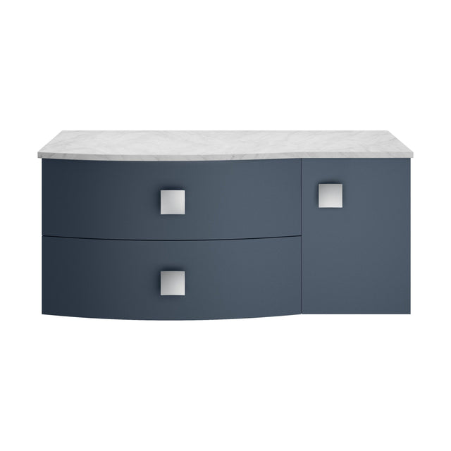 [BFAR305L] Gentleshaw Contemporary 2 Drawer Left-Hand Wall Hung Vanity Unit with Marble Worktop, Mineral Blue, 1000mm - Cutout