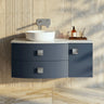 [BFAR305L] Gentleshaw Contemporary Wall Hung Vanity Unit with Grey Marble Worktop, 1000mm - Choice of Orientation and Colour - Silo