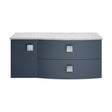 [BFAR305R] Gentleshaw Contemporary 2 Drawer Right-Hand Wall Hung Vanity Unit with Marble Worktop, Mineral Blue, 1000mm - Cutout