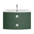 [BFAR801] Gentleshaw Contemporary 2 Drawer Wall Hung Vanity Unit with Curved Basin, Hunter Green, 700mm - Cutout
