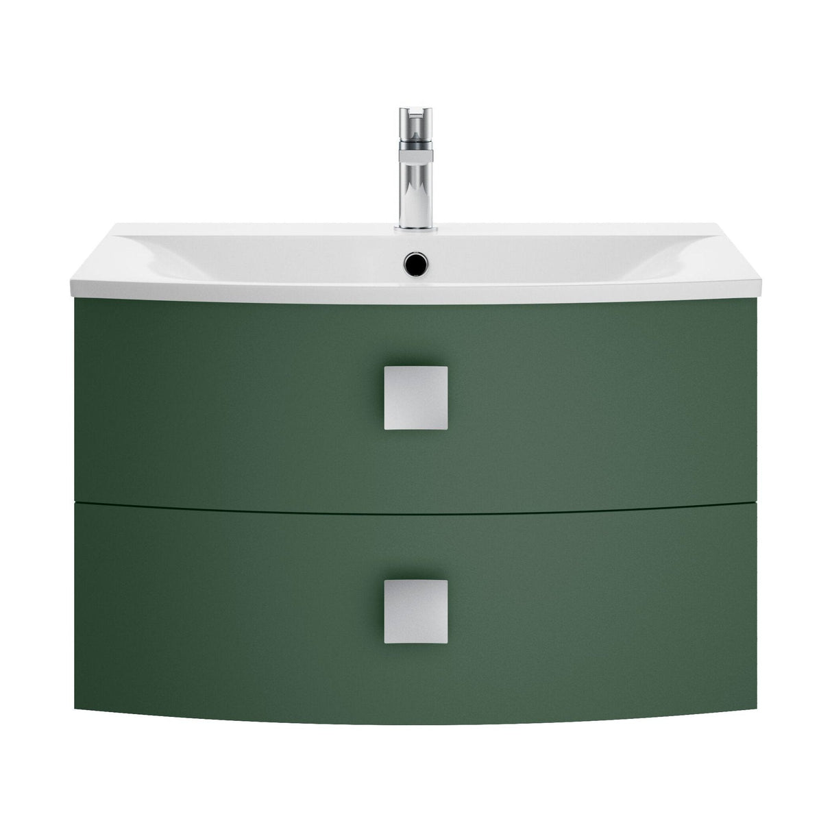 [BFAR801] Gentleshaw Contemporary 2 Drawer Wall Hung Vanity Unit with Curved Basin, 700mm - Choice of Colour - Cutout