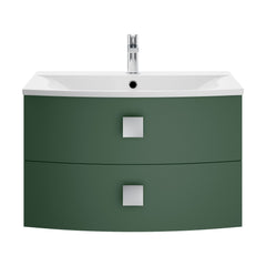 [BFAR801] Gentleshaw Contemporary 2 Drawer Wall Hung Vanity Unit with Curved Basin, 700mm - Choice of Colour - Cutout