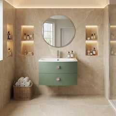 [BFAR801] Gentleshaw Contemporary 2 Drawer Wall Hung Vanity Unit with Curved Basin, 700mm - Choice of Colour