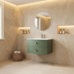 [BFAR801] Gentleshaw Contemporary 2 Drawer Wall Hung Vanity Unit with Curved Basin, 700mm - Choice of Colour