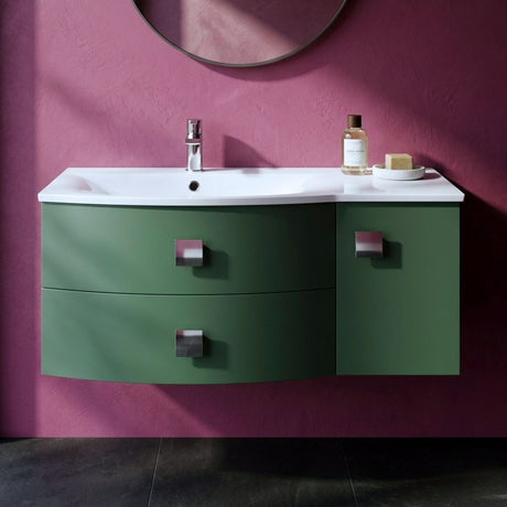 [BFAR802L] Gentleshaw Contemporary 1 Door 2 Drawer Wall Hung Vanity Unit with Curved Basin, 1000mm - Choice of Orientation and Colour - Silo