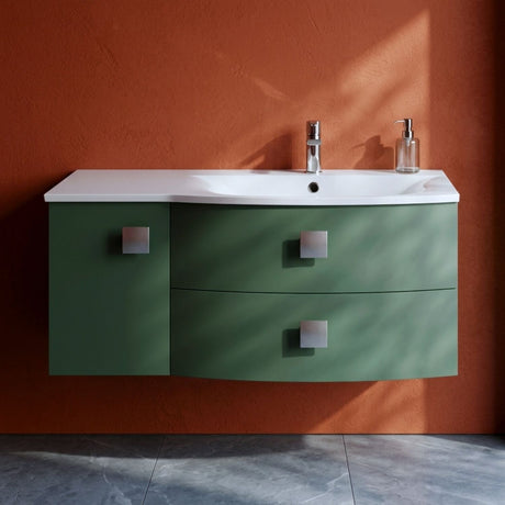 [BFAR802R] Gentleshaw Contemporary 1 Door 2 Drawer Wall Hung Vanity Unit with Curved Basin, 1000mm - Choice of Orientation and Colour - Silo