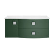 [BFAR803R] Gentleshaw Contemporary 2 Drawer Right-Hand Wall Hung Vanity Unit with White Marble Worktop, 1000mm - Cutout