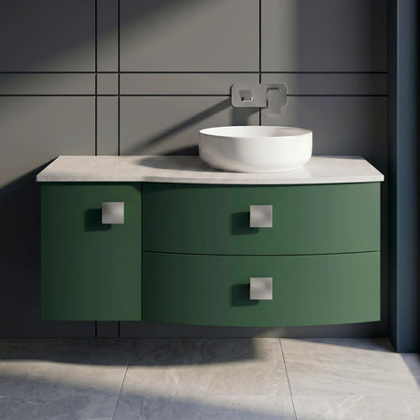 [BFAR803R] Gentleshaw Contemporary Wall Hung Vanity Unit with White Marble Worktop, 1000mm - Choice of Orientation and Colour - Silo