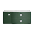 [BFAR805R] Gentleshaw Contemporary 1 Drawer Right-Hand Wall Hung Vanity Unit with Marble Worktop, Hunter Green, 1000mm - Cutout