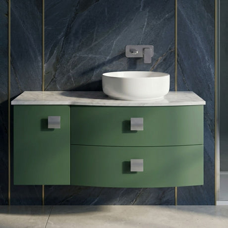 [BFAR805R] Gentleshaw Contemporary Wall Hung Vanity Unit with Grey Marble Worktop, 1000mm - Choice of Orientation and Colour - Silo