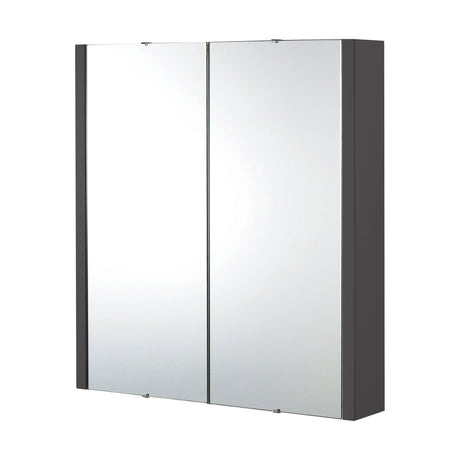 [BFBI913] Bianca Wall Hung 2 Door Mirror Cabinet with Soft Close Doors, 600mm, Gloss Grey - Premium Storage by Balterley - Cutout