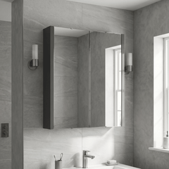 [BFBI913] Bianca Wall Hung 2 Door Mirror Cabinet with Soft Close Doors, 600mm, Gloss Grey - Premium Storage by Balterley - Lifestyle 1