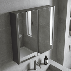 [BFBI913] Bianca Wall Hung 2 Door Mirror Cabinet with Soft Close Doors, 600mm, Gloss Grey - Premium Storage by Balterley - Lifestyle 2