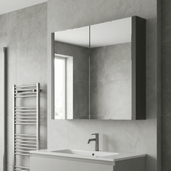 [BFBI913] Bianca Wall Hung 2 Door Mirror Cabinet with Soft Close Doors, 600mm, Gloss Grey - Premium Storage by Balterley - Lifestyle 3