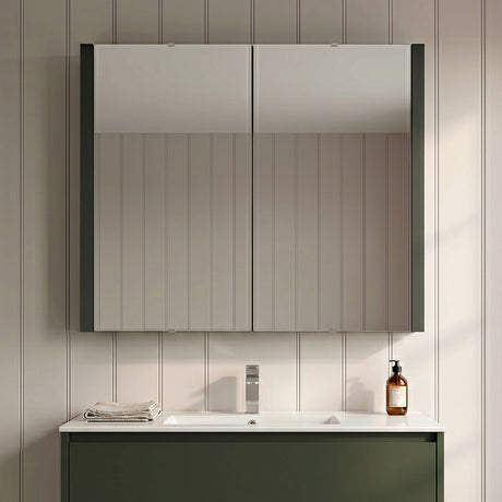 [BFBI913] Bianca Wall Hung 2 Door Mirror Cabinet with Soft Close Doors, 600mm, Gloss Grey - Premium Storage by Balterley - Silo