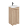 [BFC101OKA] Balterley 400mm Floor Standing 1 Door Compact Unit with Polymarble Basin - Light Oak - Cutout