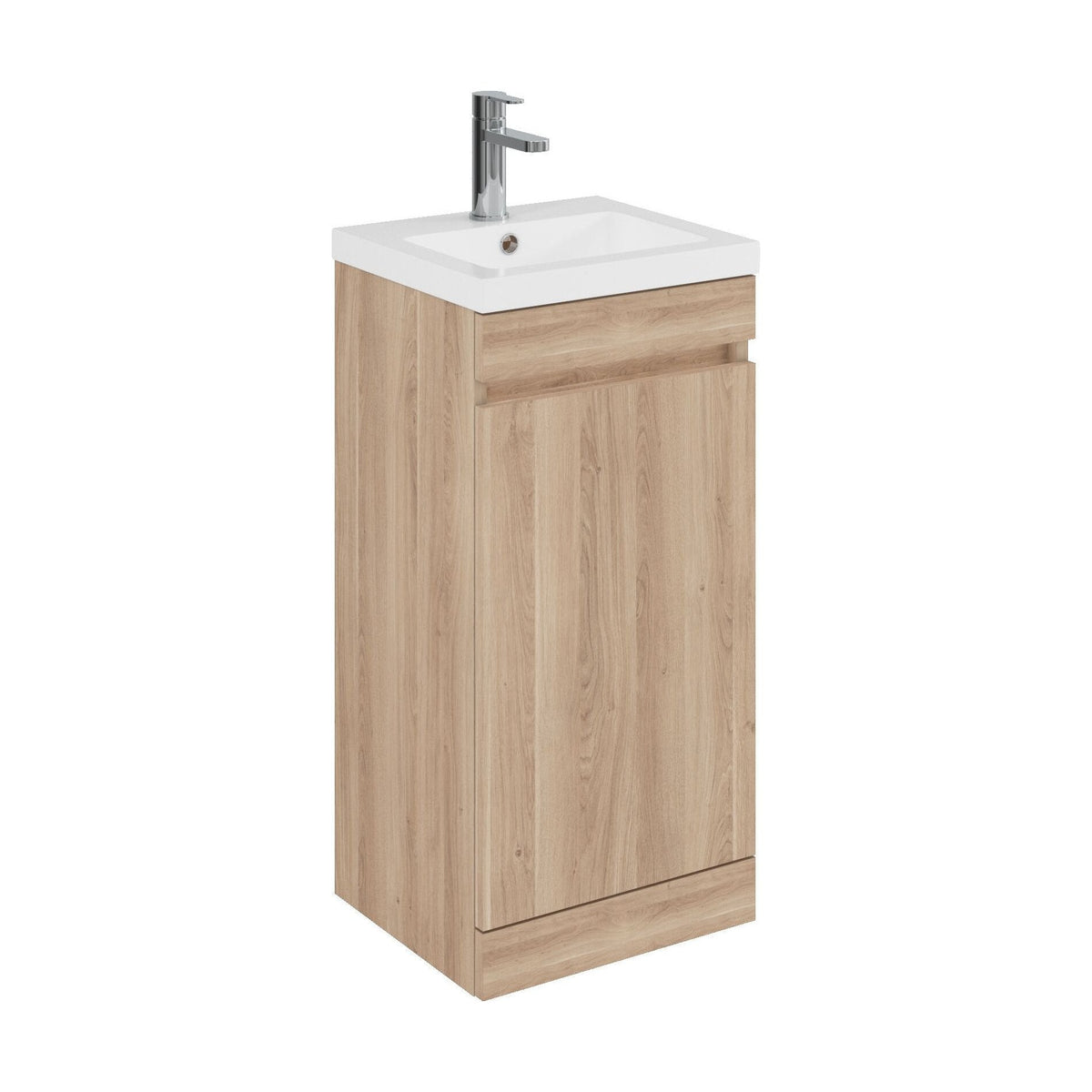 [BFC101OKA] Tean Floor Standing Compact Vanity Unit with Polymarble Basin, Choice of Size and Colour - Cutout