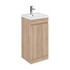 [BFC101OKA] Tean Floor Standing Compact Vanity Unit with Polymarble Basin, Choice of Size and Colour - Cutout
