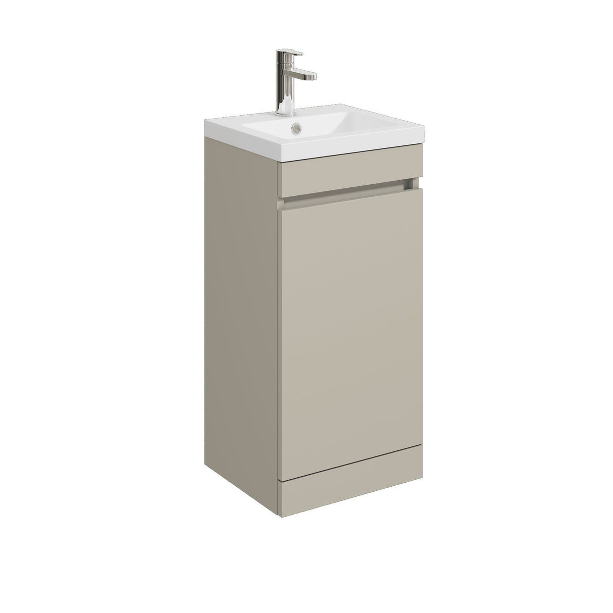 [BFC101PGA] Balterley 400mm Floor Standing 1 Door Compact Unit with Polymarble Basin - Pebble Grey - Cutout
