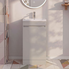 [BFC101PGA] Tean Floor Standing Compact Vanity Unit with Polymarble Basin, Choice of Size and Colour - Studio Shot