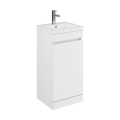 [BFC101WTA] Balterley 400mm Floor Standing 1 Door Compact Unit with Polymarble Basin - White - Cutout