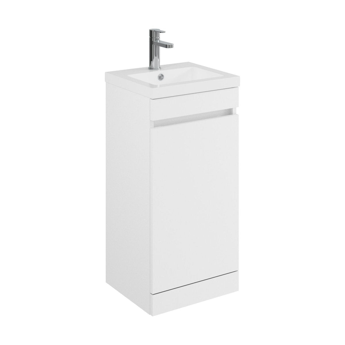 [BFC101WTA] Tean Floor Standing Compact Vanity Unit with Polymarble Basin, Choice of Size and Colour - Cutout