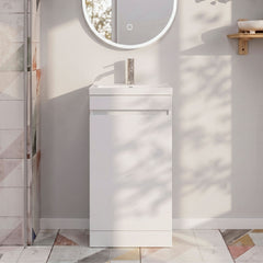 [BFC101WTA] Tean Floor Standing Compact Vanity Unit with Polymarble Basin, Choice of Size and Colour - Studio Shot