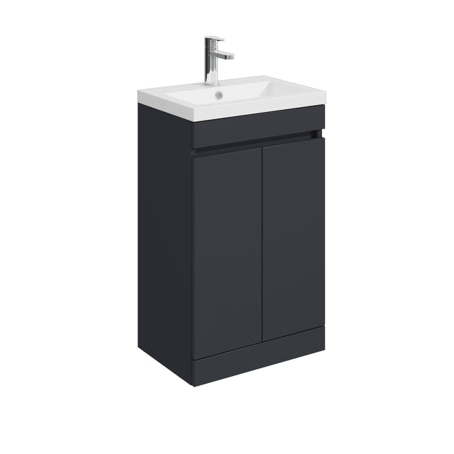 [BFC102BKA] Balterley 500mm Floor Standing 2 Door Compact Unit with Polymarble Basin - Dark Grey - Cutout