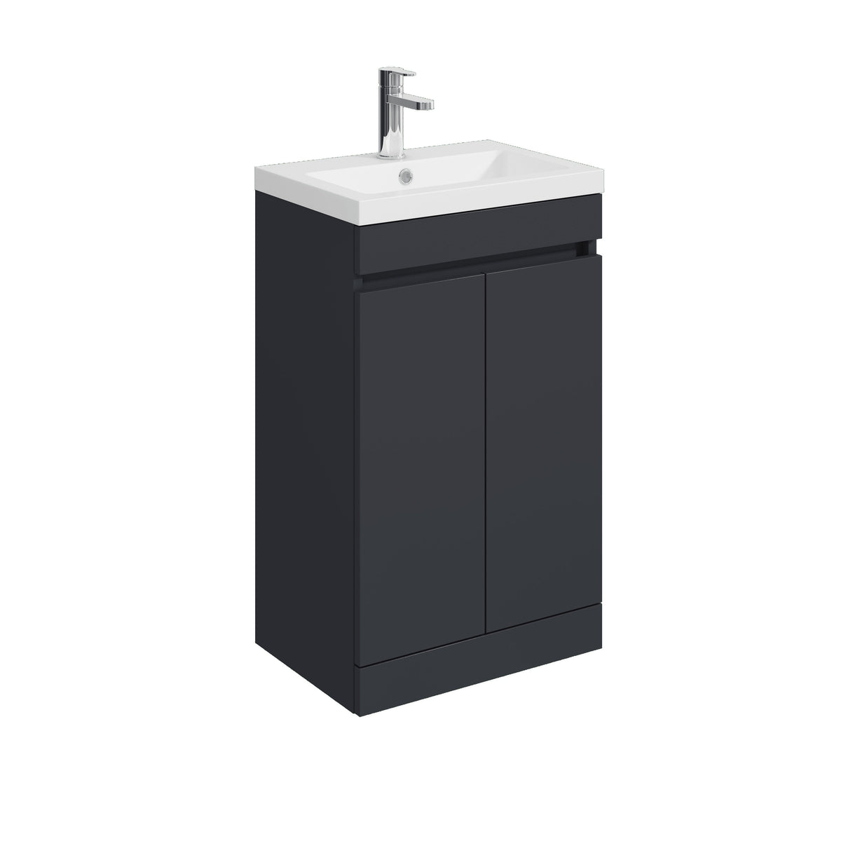 [BFC102BKA] Tean Floor Standing Compact Vanity Unit with Polymarble Basin, Choice of Size and Colour - Cutout