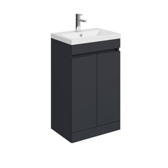 [BFC102BKA] Tean Floor Standing Compact Vanity Unit with Polymarble Basin, Choice of Size and Colour - Cutout