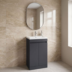 [BFC102BKA] Tean Floor Standing Compact Vanity Unit with Polymarble Basin, Choice of Size and Colour - Lifestyle 2