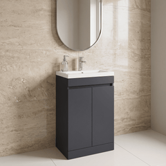 [BFC102BKA] Tean Floor Standing Compact Vanity Unit with Polymarble Basin, Choice of Size and Colour - Lifestyle 3