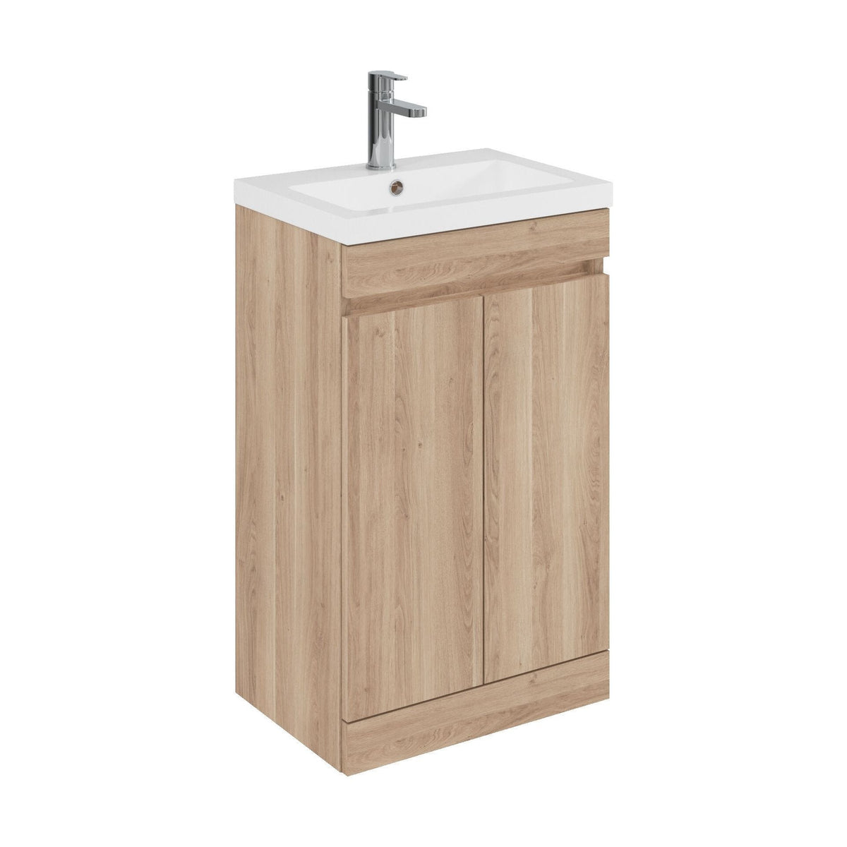 [BFC102OKA] Tean Floor Standing Compact Vanity Unit with Polymarble Basin, Choice of Size and Colour - Cutout