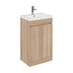 [BFC102OKA] Tean Floor Standing Compact Vanity Unit with Polymarble Basin, Choice of Size and Colour - Cutout