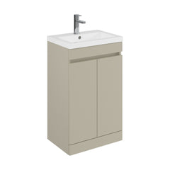 [BFC102PGA] Balterley 500mm Floor Standing 2 Door Compact Unit with Polymarble Basin - Pebble Grey - Cutout