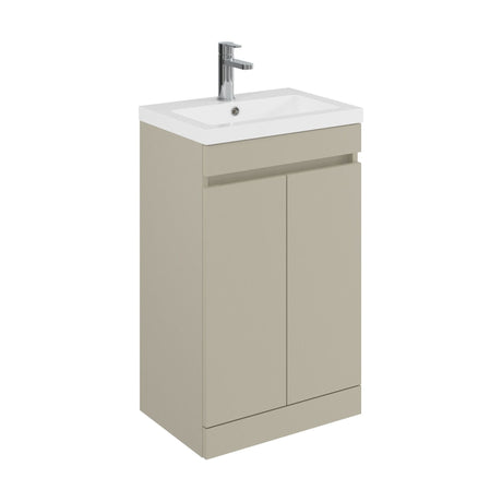 [BFC102PGA] Balterley 500mm Floor Standing 2 Door Compact Unit with Polymarble Basin - Pebble Grey - Cutout