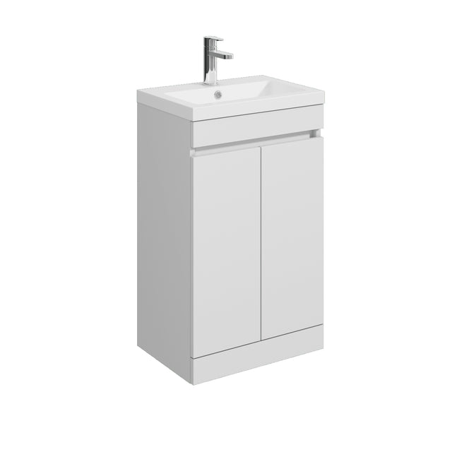 [BFC102WTA] Balterley 500mm Floor Standing 2 Door Compact Unit with Polymarble Basin - White - Cutout