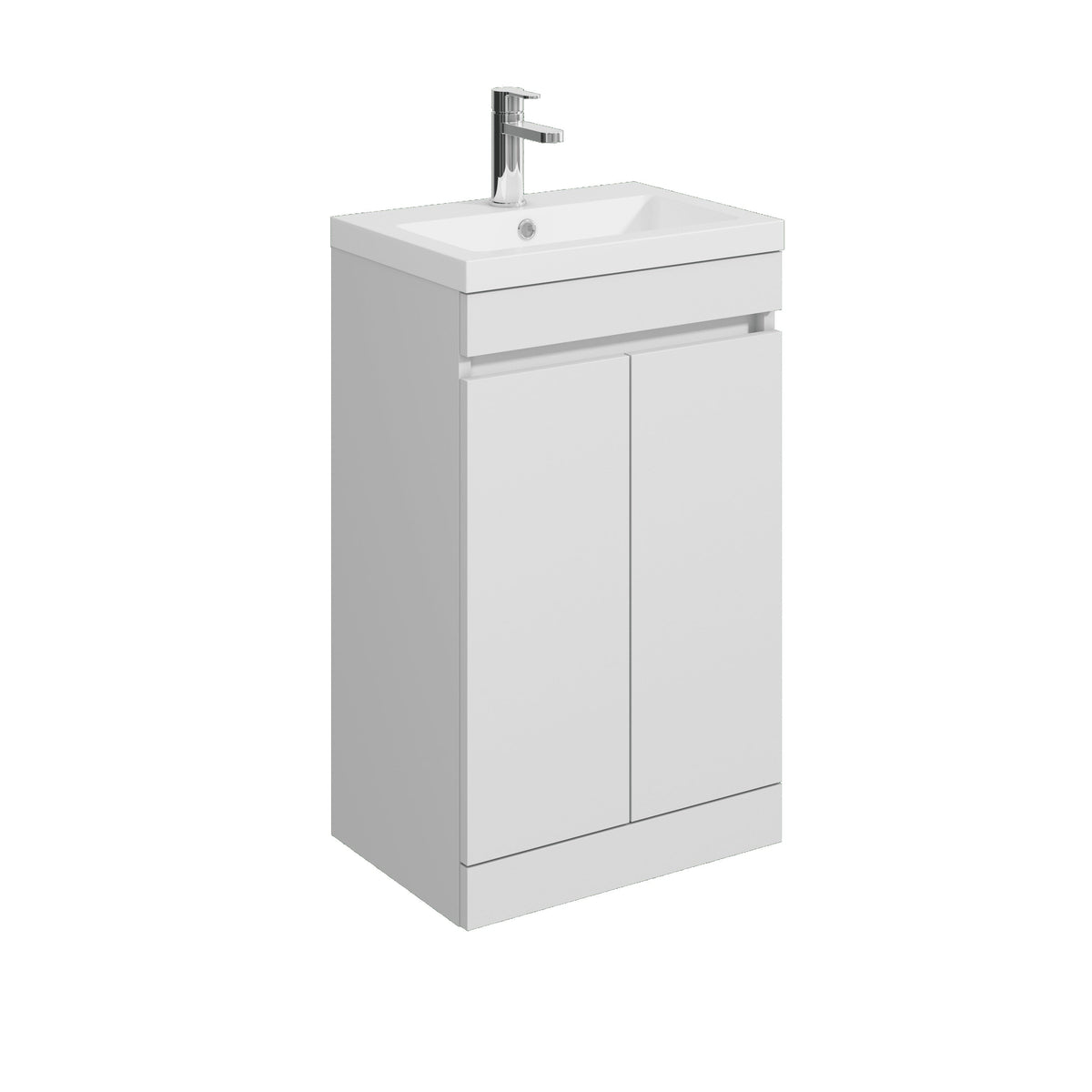 [BFC102WTA] Tean Floor Standing Compact Vanity Unit with Polymarble Basin, Choice of Size and Colour - Cutout