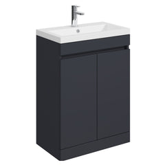 [BFC103BKA] Tean Floor Standing Compact Vanity Unit with Polymarble Basin, Choice of Size and Colour - Cutout
