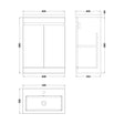 [BFC103BKA] Balterley 600mm Floor Standing 2 Door Compact Unit with Polymarble Basin - Dark Grey - Technical Drawing
