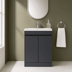 [BFC103BKA] Tean Floor Standing Compact Vanity Unit with Polymarble Basin, Choice of Size and Colour - Lifestyle 1